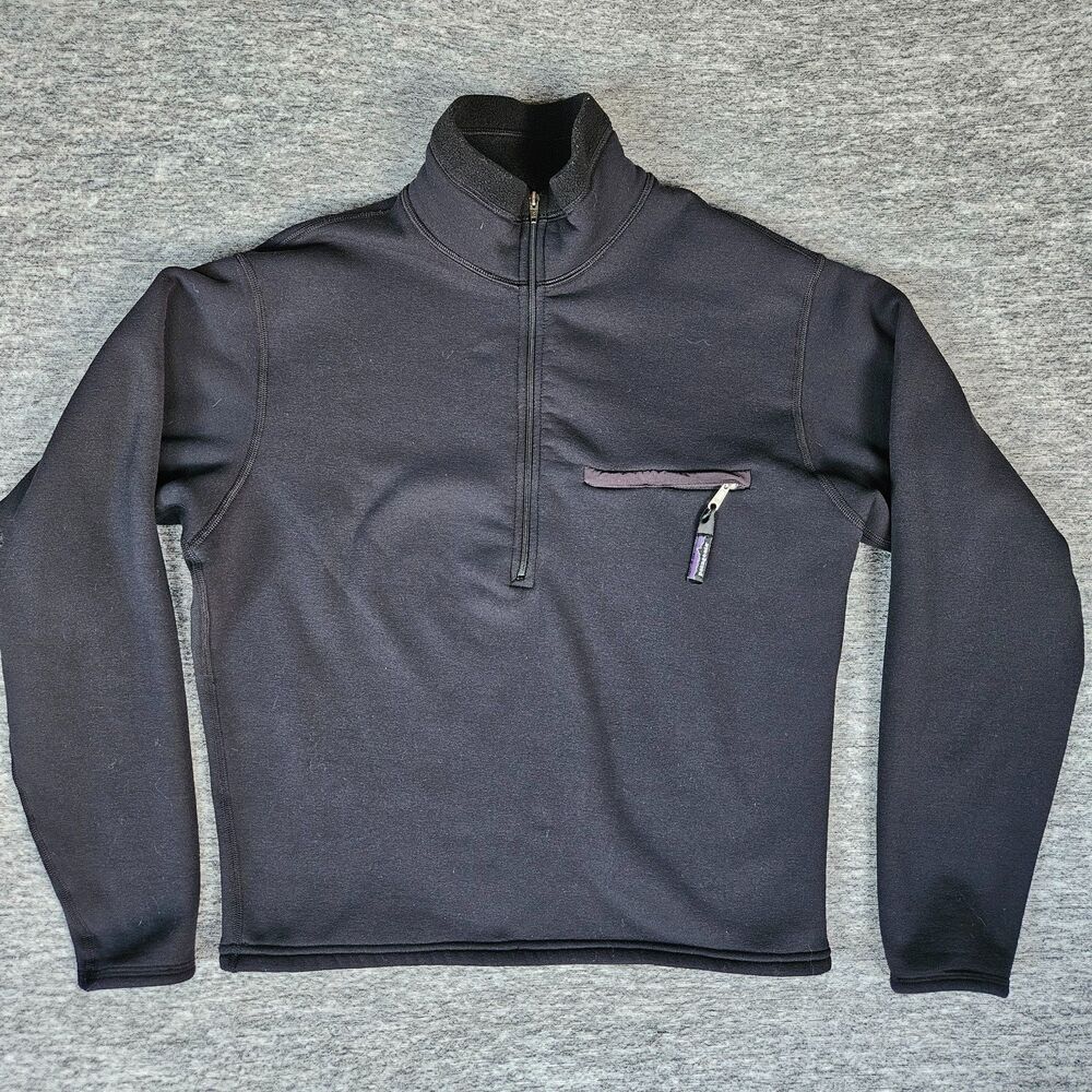 Vintage Patagonia Medium Half Zip Expedition Fleece Pullover Black Made in USA